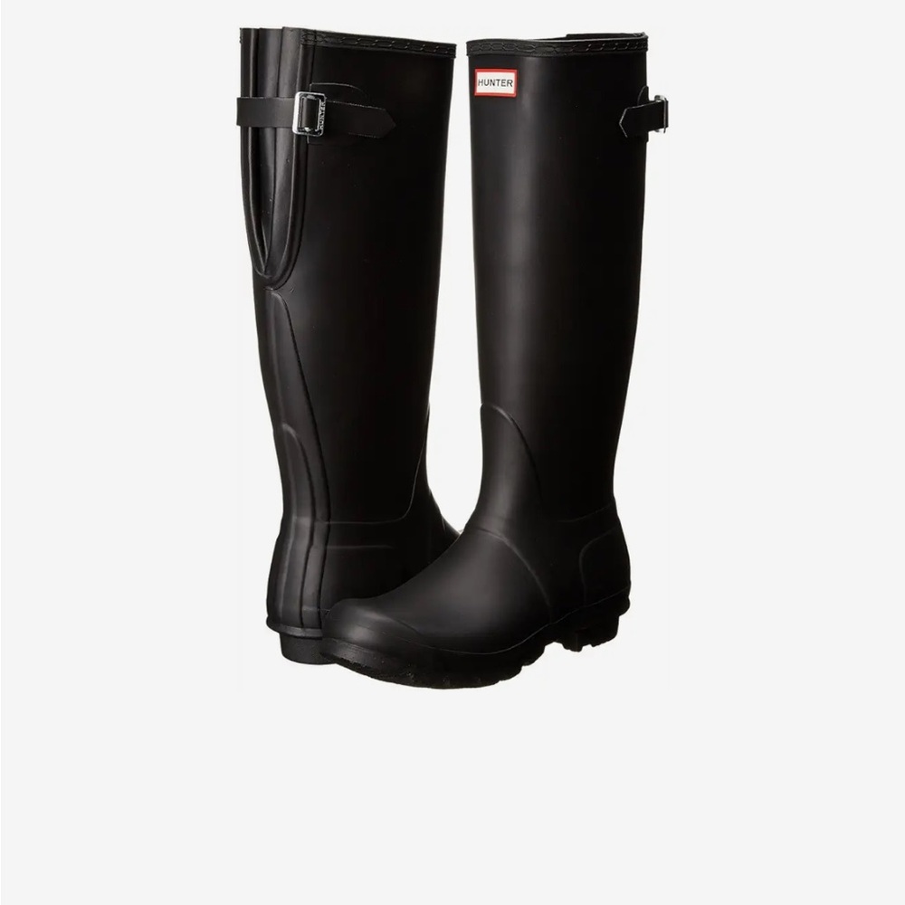 Hunter Black Tall Rain Boots - Adjustable Back